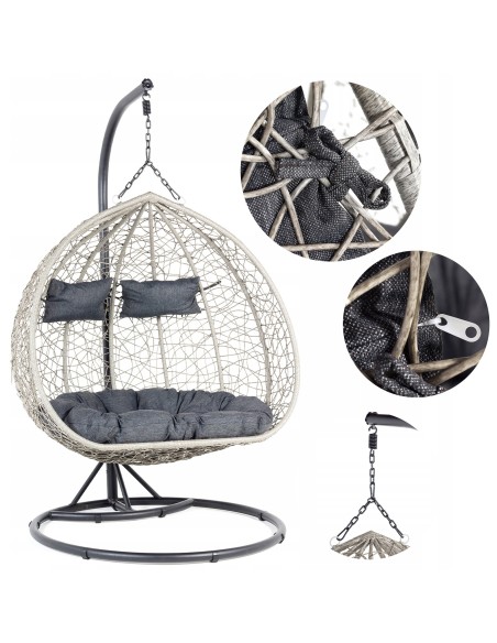 Technorattanowy fotel podwieszany do ogrodu kokon SIERRI Meven 135 × 75 × 120 cm - Fotele podwieszane Technorattanowy fotel podwieszany do ogrodu kokon SIERRI Meven 135 × 75 × 120 cm 5902490744042