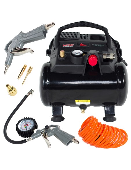 Kompaktowy kompresor bezolejowy NAC OFC-6-12-K-GT z zestawem akcesoriów pneumatycznych 5902490743168