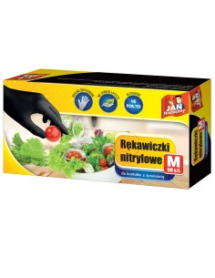 Wygodne rękawiczki nitrylowe czarne M Jan Niezbędny 50szt 5900536314587