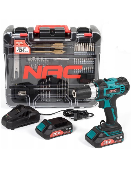 Solidna wiertarko-wkrętarka akumulatorowa NAC CDB2-40-S-LI-20V + funkcjonalny zestaw akcesoriów 5902490787476