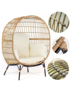 Technorattanowy fotel ogrodowy kokon ALESSIA Meven 112 × 93 × 152 cm 5902490781443