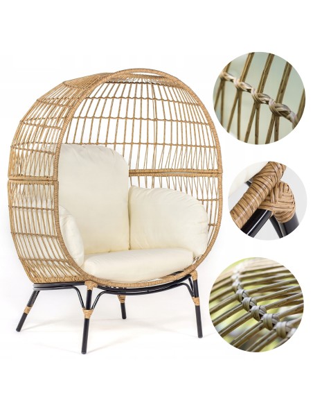 Technorattanowy fotel ogrodowy kokon ALESSIA Meven 112 × 93 × 152 cm - Fotele i leżaki Technorattanowy fotel ogrodowy kokon ALESSIA Meven 112 × 93 × 152 cm 5902490781443