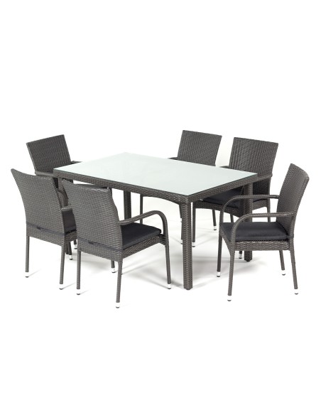 Ekskluzywny zestaw mebli ogrodowych PAISO Meven, stół + 6 krzeseł - Komplety obiadowe Ekskluzywny zestaw mebli ogrodowych PAISO Meven, stół + 6 krzeseł 5902490745759