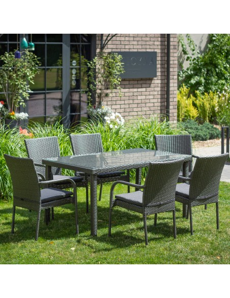 Ekskluzywny zestaw mebli ogrodowych PAISO Meven, stół + 6 krzeseł - Komplety obiadowe Ekskluzywny zestaw mebli ogrodowych PAISO Meven, stół + 6 krzeseł 5902490745759 2