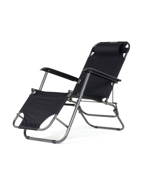 Solidny leżak ogrodowy fotel plażowy Como czarny składany zagłówek Meven 5905842513815 3