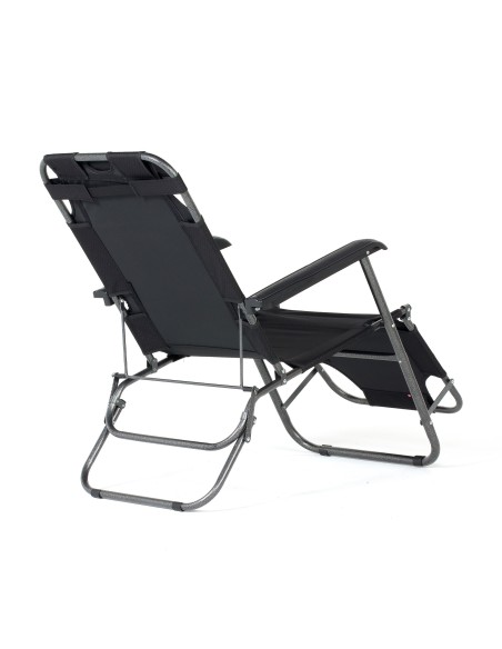 Solidny leżak ogrodowy fotel plażowy Como czarny składany zagłówek Meven 5905842513815 6