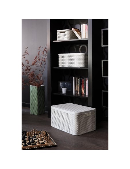 30l koszyk z pokrywką do przechowywania Curver Rattan Style 3253923619027 9