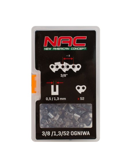 Oryginalny łańcuch tnący NAC 14" 52 ogniwa 3/8×1,3 - Akcesoria do pilarek łańcuchowych NAC Oryginalny łańcuch tnący NAC 14" 52 ogniwa 3/8×1,3 5902490724136