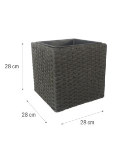 Kwadratowa donica z technorattanu Meven szara, 28x28x28 cm 5907510487312 2