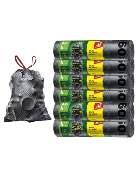 Supermocne worki na śmieci Jan Niezbędny 60L 10 szt. 6 rolek 5900536104331