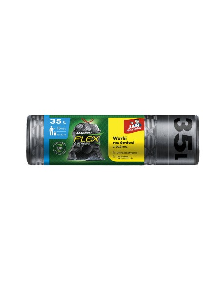 Elastyczne worki na śmieci Jan Niezbędny 35L 15 szt. 5 rolek - Worki na śmieci Elastyczne worki na śmieci Jan Niezbędny 35L 15 szt. 5 rolek 5900536104324 5