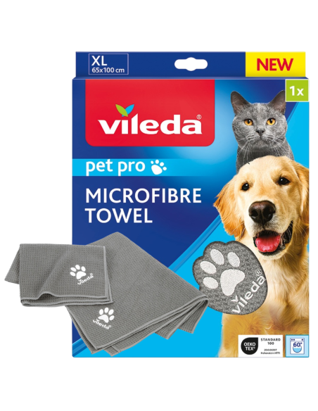 Duży ręcznik z mikrofibry dla psa i kota XL Vileda Pet Pro 65x100 cm 4023103240261