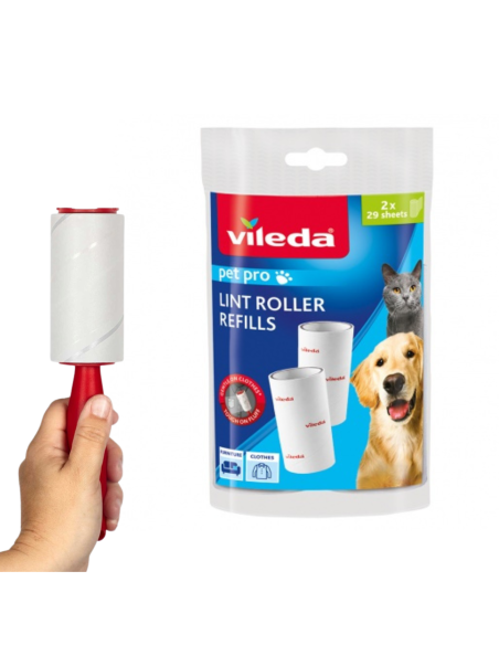 Skuteczne wkłady do rolki do usuwania sierści, włosów i drobinek brudu Vileda Pet Pro 2 szt. - Akcesoria do sprzątania Skuteczne wkłady do rolki do usuwania sierści, włosów i drobinek brudu Vileda Pet Pro 2 szt. 8001940007922