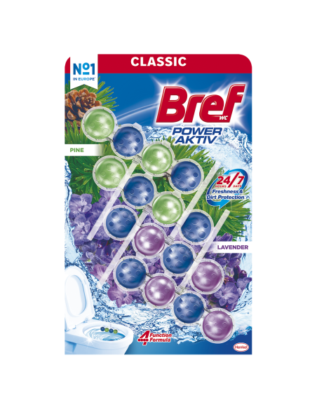 Skuteczne kostki do WC Bref Power Aktiv Sosnowy Las + Lawendowe 2 x 2x50g 9000101317077