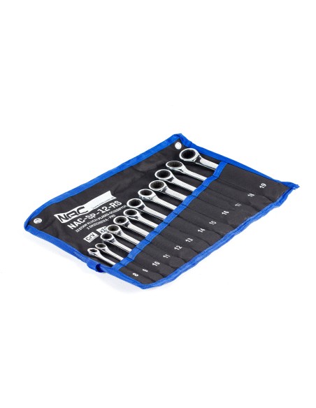 Zestaw 12 kluczy płasko-oczkowych z grzechotką w etui NAC-SP-12-RS, rozmiary 8-19 5905842511774