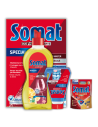 Funkcjonalny zestaw Somat: sól do zmywarki 1,5 kg + nabłyszczacz 500 ml + środek czyszczący 250 ml + GRATIS