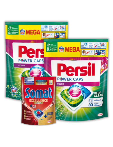 Skuteczne kapsułki do prania kolorów Persil Power Caps Deep Clean 2 x 60 prań + GRATIS 9000101804294