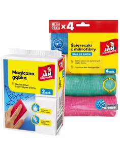Wielofunkcyjne ściereczki Jan Niezbędny 4 szt. + Niesamowita gąbka  Jan Niezbędny 2 szt. 5905718981502