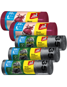 Wytrzymałe worki na śmieci Jan Niezbędny 35L 15 szt. 3x + Zapachowe worki na śmieci Jan Niezbędny 35L 26 szt. 2x 5905718981526 2