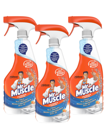 3x Mandarynkowy płyn do czyszczenia łazienki i kabin prysznicowych Mr Muscle 3x0.5L 5000204183108