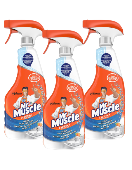 3x Mandarynkowy płyn do czyszczenia łazienki i kabin prysznicowych Mr Muscle 3x0.5L 5000204183108