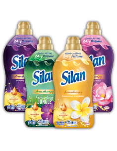 Duży zestaw płynów do płukania Silan Aromatherapy Lotus + Frangipani + Magnolia + Jungle 4x1364 ml 248 prań 9000101582604