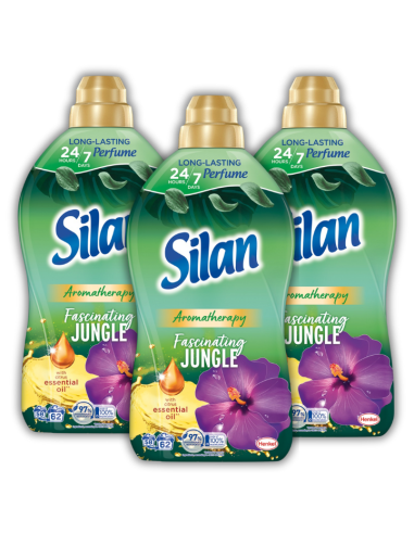 Aromatyczny płyn do płukania tkanin Silan Aromatherapy Fascinating Jungle 3x1364 ml 186 prań - Płyny do płukania