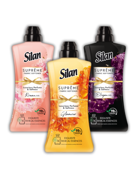 Zestaw delikatnych płynów do prania Silan Supreme Romance + Elegance + Glamour 3x1012 ml 138 prań 9000101580471
