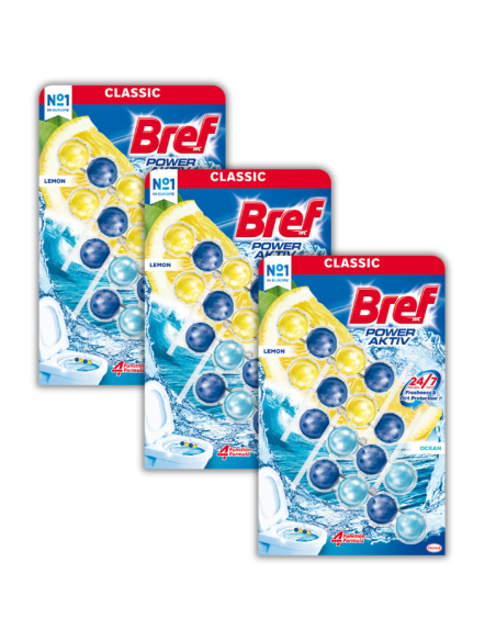 3 x Odświeżające kostki toaletowe Bref Power Aktiv Soczysta 12x50g - Zawieszki i krążki do WC 3 x Odświeżające kostki toaletowe Bref Power Aktiv Soczysta 12x50g 9000101309485