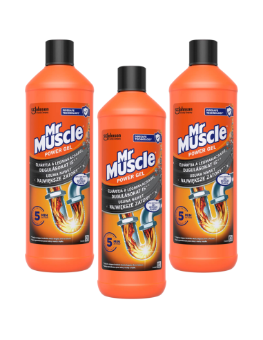 3 x Skuteczny Power Gel do udrażniania rur Mr Muscle 1000ml - Środki czystości do kuchni i łazienki