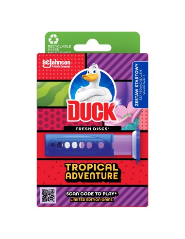 Egzotyczne żelowe krążki do WC Duck Tropical Adventure Zestaw startowy + zapas 5000204345117 3