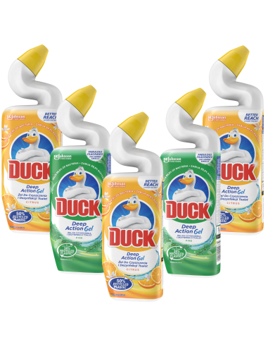 Funkcjonalny zestaw dezynfekujących płynów do WC Duck Deep Action 5x750 ml - Żele do czyszczenia toalet