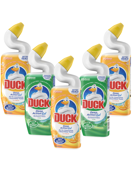 Funkcjonalny zestaw dezynfekujących płynów do WC Duck Deep Action 5x750 ml 5000204009804