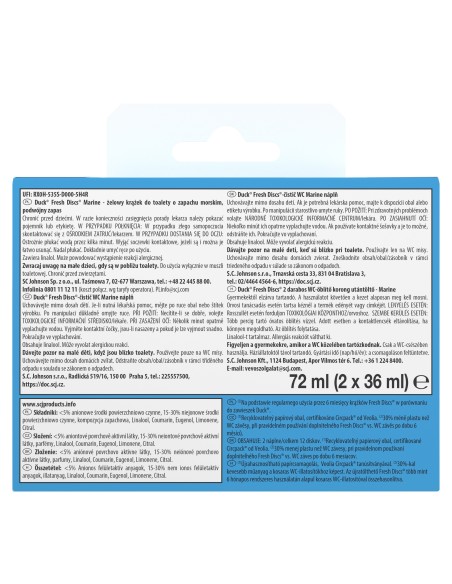 Praktyczny zestaw do czyszczenia toalety Duck o zapachu morskim - Krążki żelowe + Zapas + Żel czyszczący 5000204338959 7