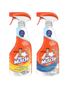 Funkcjonalny zestaw płynów do mycia Mr Muscle kuchnia 500 ml + łazienka 500 ml 5000204183108