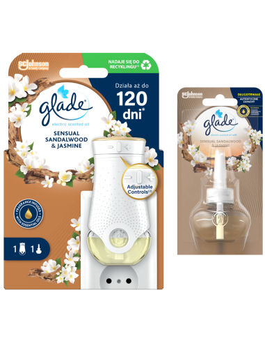 Praktyczny odświeżacz powietrza elektryczny Glade® Electric scented oil - Sensual Sandalwood & Jasmine + zapas 5000204117493