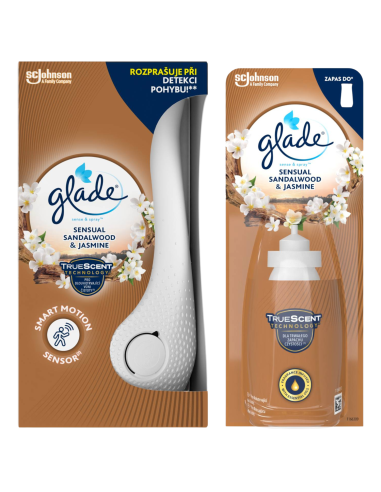 Funkcjonalny automatyczny odświeżacz powietrza Glade® sense & spray™ - Sensual Sandalwood & Jasmine + zapas 5000204075236