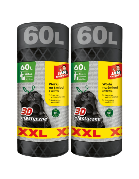 Solidne worki na śmieci Jan Niezbędny 60 L 2 x 40 szt. - Worki na śmieci Solidne worki na śmieci Jan Niezbędny 60 L 2 x 40 szt. 5900536307152