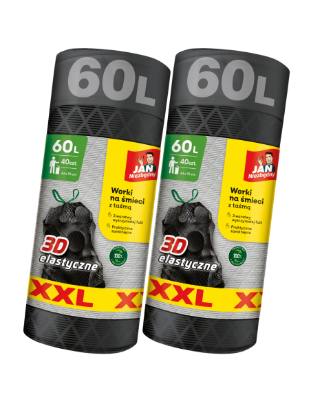 Solidne worki na śmieci Jan Niezbędny 60 L 2 x 40 szt. - Worki na śmieci Solidne worki na śmieci Jan Niezbędny 60 L 2 x 40 szt. 5900536307152 2