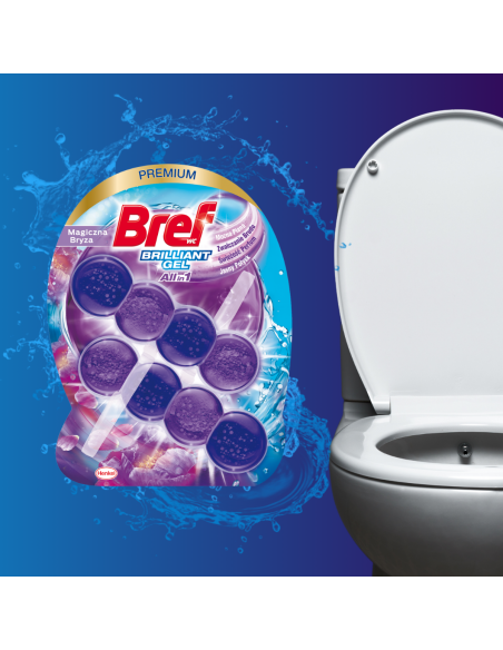 Czyszcząca zawieszka do toalety BREF Brilliant Gel Magiczna Bryza 6 x 42g - Zawieszki i krążki do WC Czyszcząca zawieszka do toalety BREF Brilliant Gel Magiczna Bryza 6 x 42g 9000101509519 3