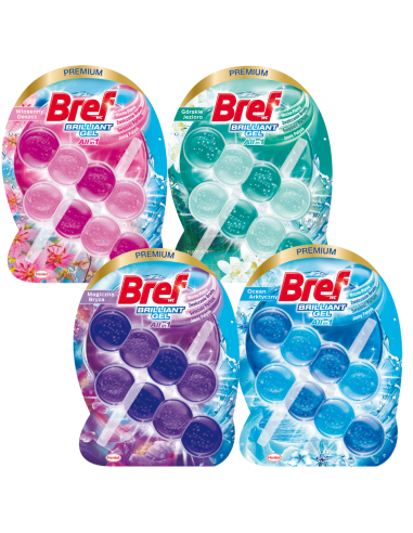 Duży zestaw zawieszek do WC Bref Brilliant Gel 8x42g 9000101558401