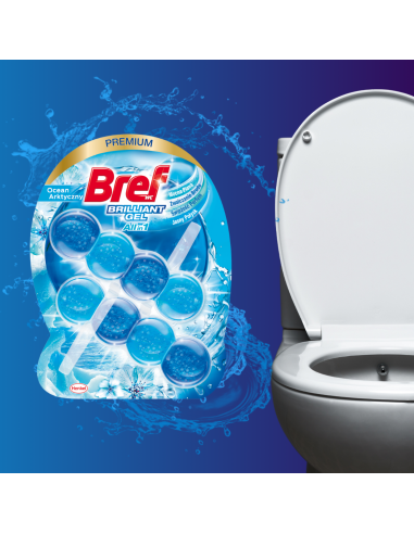 Duży zestaw zawieszek do WC Bref Brilliant Gel 8x42g 9000101558401 5