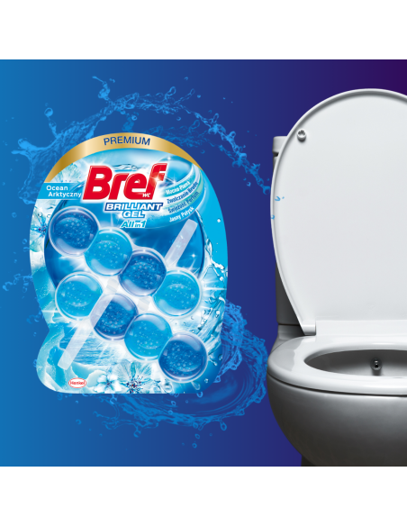 Duży zestaw zawieszek do WC Bref Brilliant Gel 8x42g 9000101558401 5