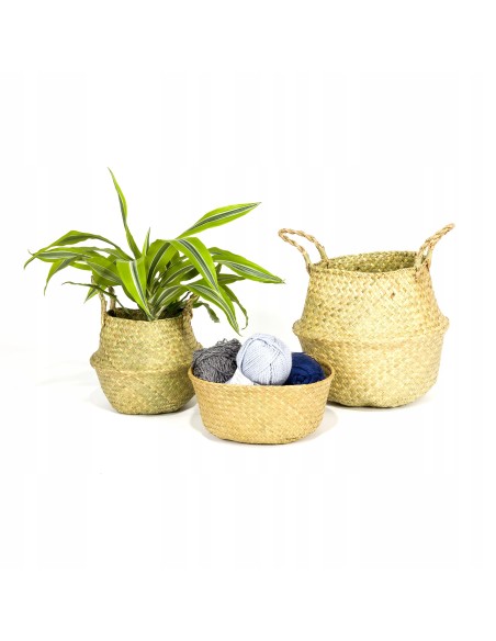 Stylowy zestaw koszy z trawy morskiej osłonek na doniczkę NATURAL MEVEN: S + M + L 5902490743373 8