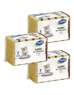 Czyszczące gąbki do mycia naczyń Stella 3x5szt. 5903936024414