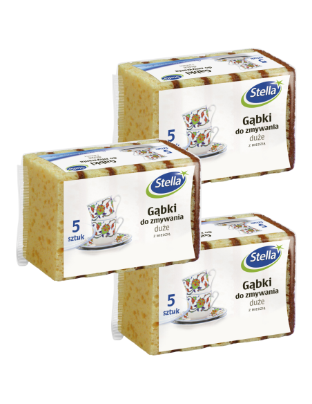 Czyszczące gąbki do mycia naczyń Stella 3x5szt. - Gąbki, zmywaki i druciaki Czyszczące gąbki do mycia naczyń Stella 3x5szt. 5903936024414