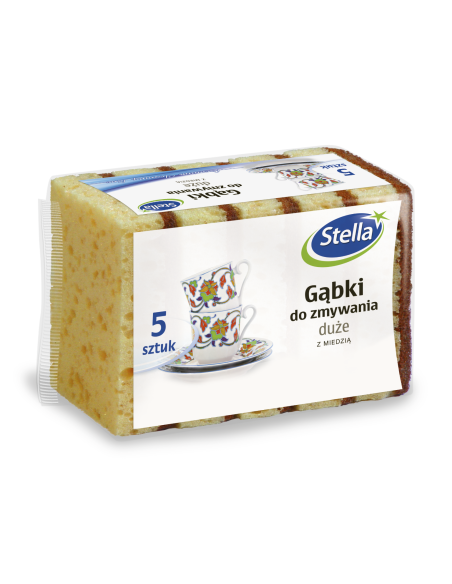 Czyszczące gąbki do mycia naczyń Stella 3x5szt. - Gąbki, zmywaki i druciaki Czyszczące gąbki do mycia naczyń Stella 3x5szt. 5903936024414 2