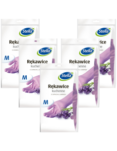 Wielorazowe rękawice kuchenne Stella lawendowe, rozmiar M, 5 par 5903936000340
