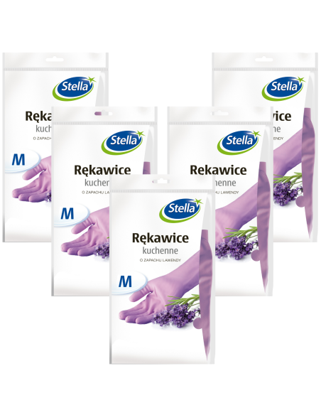 Wielorazowe rękawice kuchenne Stella lawendowe, rozmiar M, 5 par 5903936000340
