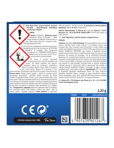 Kompaktowy elektrofumigator owadobójczy z wymiennym wkładem Raid Night & Day 5907635901267 2